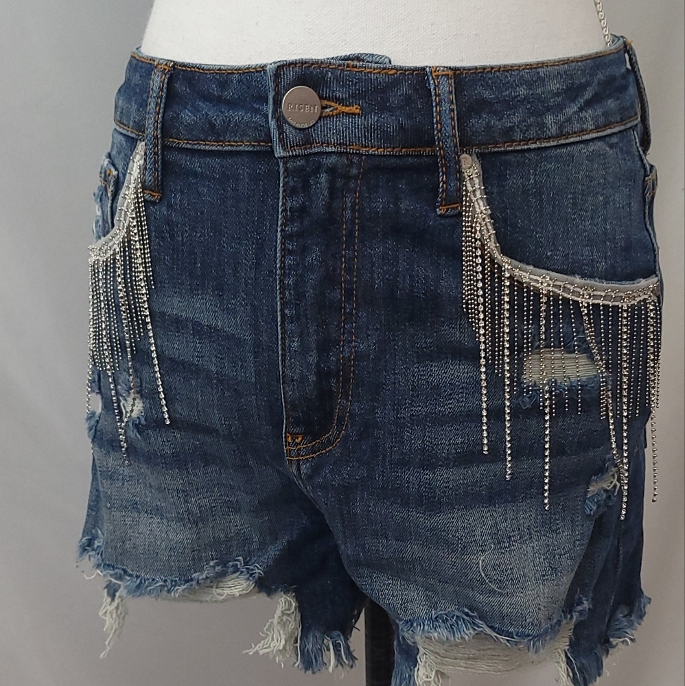 HIGH RISE RHINESTONE SHORTS Risen - Picture 6 of 9